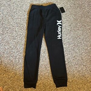 New Hurley Boys Youth XL Black White Sweatpants Joggers w/ pockets